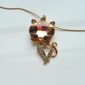 ❤️ Adorable PEACHY-PINK Kitty Necklace